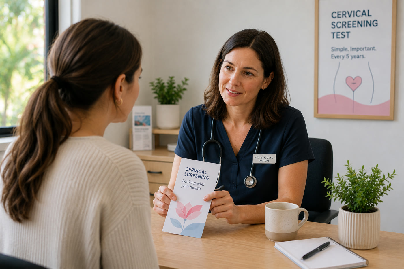 A GP discussing cervical screening options with a patient