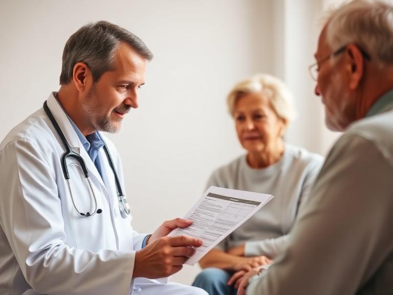 A doctor reviewing a long-term care plan with a patient