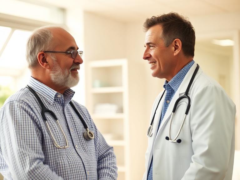 A man discussing his health with a general practitioner