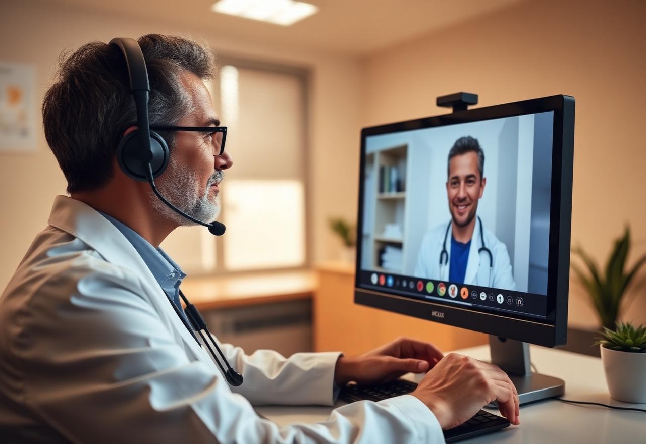 A general practitioner conducting a telehealth consultation from the Cannonvale clinic